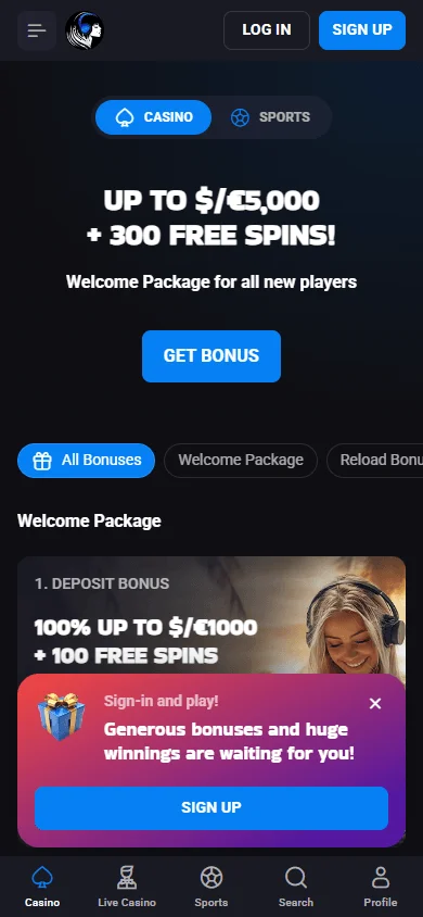 Lucky Vibe Casino mobile promotions area
